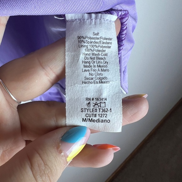 Saints 21 NWT Purple/Lavender High Neck Thong Snap Bodysuit - Size Medium - Picture 6 of 6